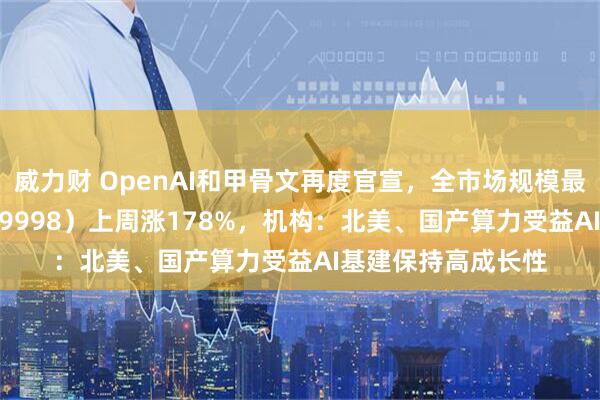 威力财 OpenAI和甲骨文再度官宣，全市场规模最大计算机ETF（159998）上周涨178%，机构：北美、国产算力受益AI基建保持高成长性